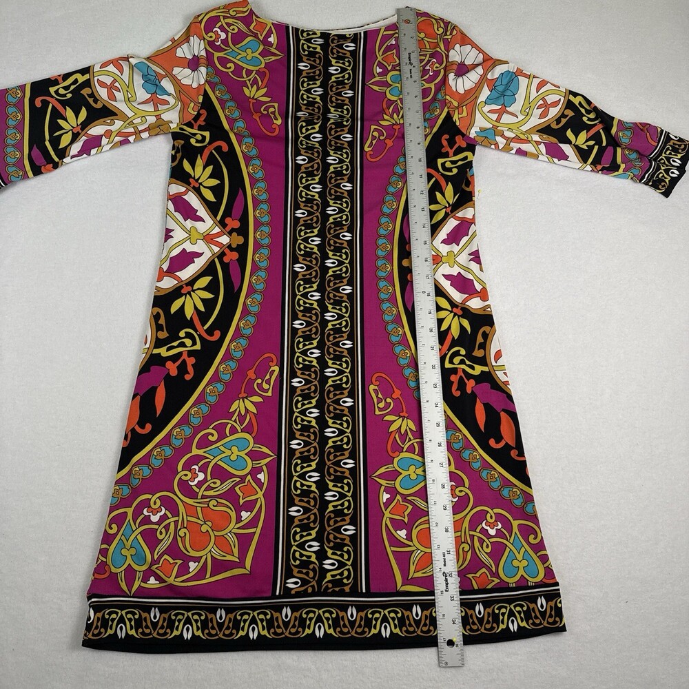 Vintage Y2K NICOLE MILLER Shift Dress Retro Mod Scarf Print Psychedelic 70s M - Picture 5 of 8